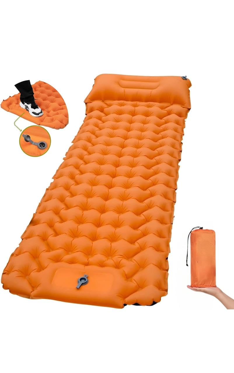 Sleeping pad for Camping, Mat with Built-in Foot Pump & Pillow, Inflatable Air Mattress, Compact Sleeping pad, Sleeping Mat for Hiking Traveling Tent image 8