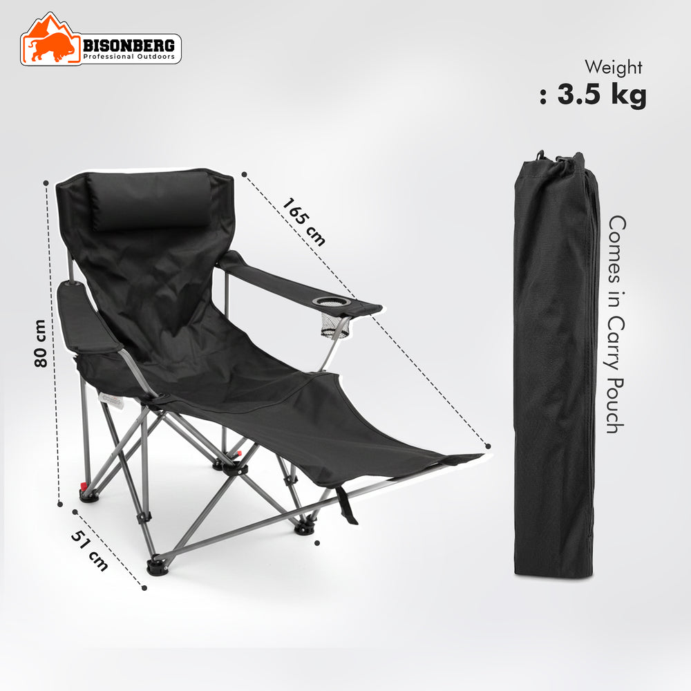 Reclining Camping Chair with Footrest – Portable Outdoor Lounge Seat image 1