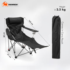 Reclining Camping Chair with Footrest – Portable Outdoor Lounge Seat image 1