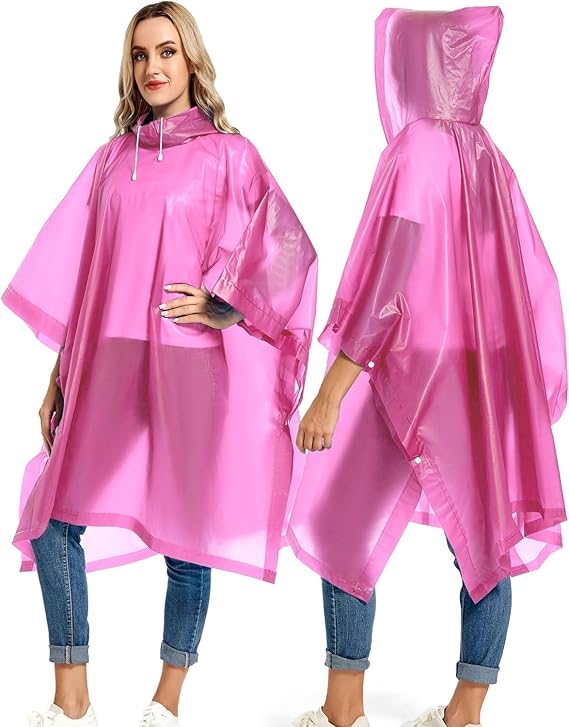Raincoat For Men & Women Waterproof Transparent Hooded Water Resistant Rain Coat/Jacket Boys & Girls raincoats - Pink image 1