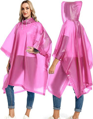 Raincoat For Men & Women Waterproof Transparent Hooded Water Resistant Rain Coat/Jacket Boys & Girls raincoats - Pink image 1