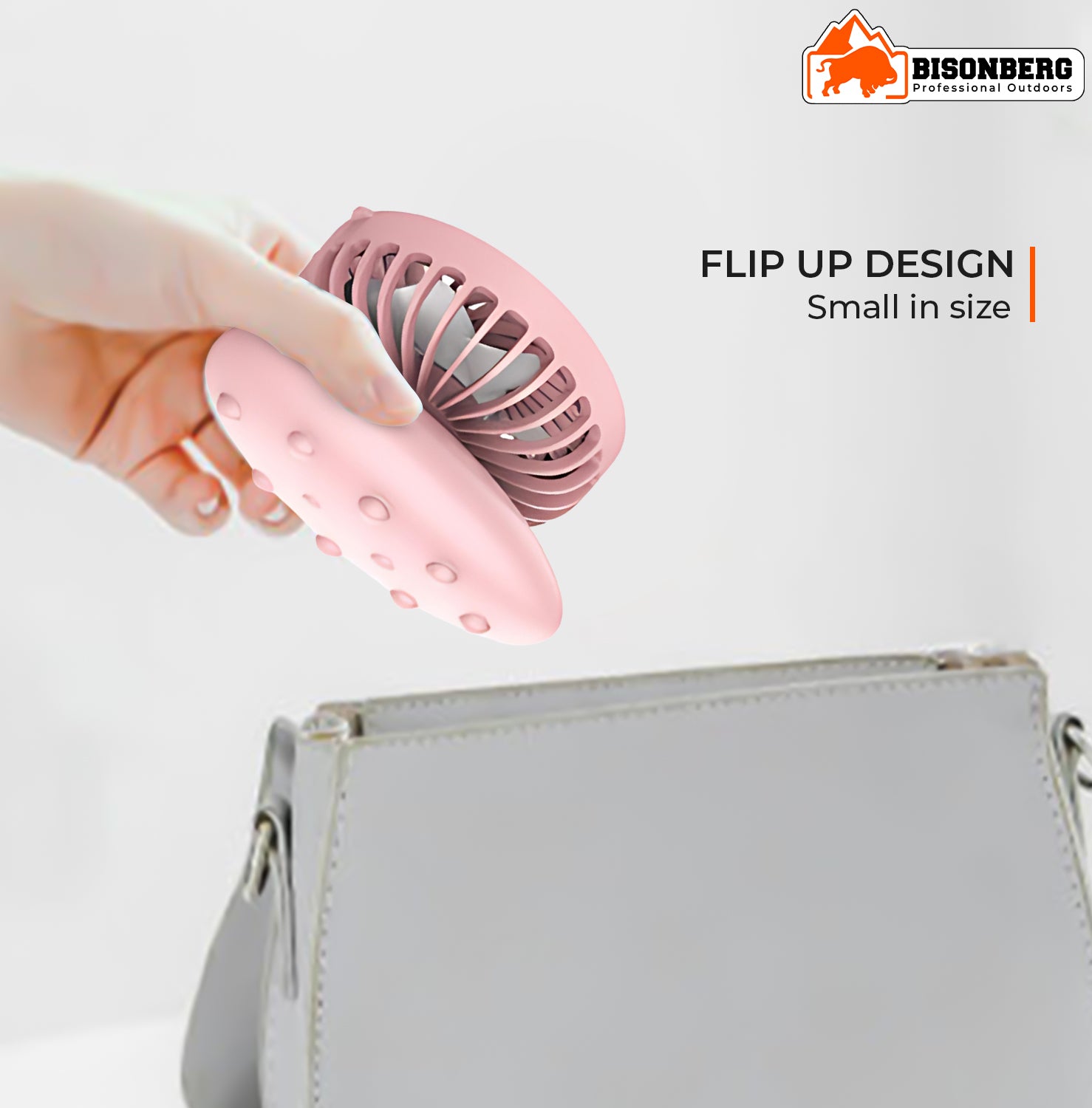 BisonBerg 2-in-1 Clip-On Mini Fan with Massage Pad – Rechargeable Portable Cooling Fan for Desk, Travel & Personal Use (Pink) image 3