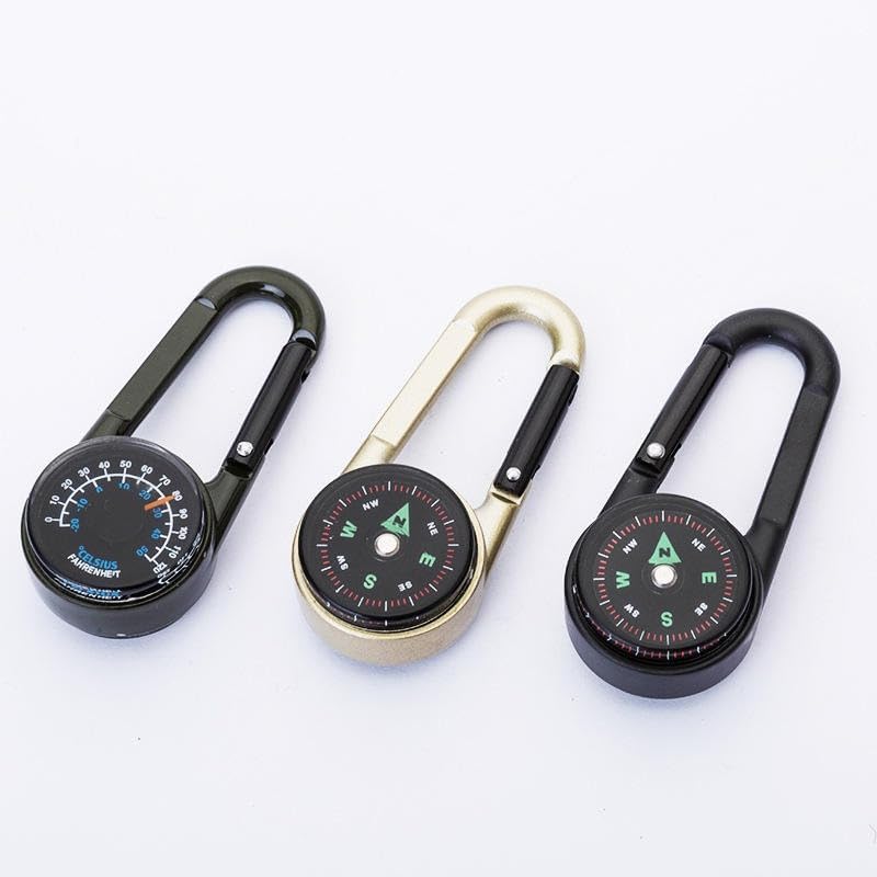 3 in1 Multifunction Compass Carabiner Clip Keychain Thermometer Guiding Keyring for Outdoor Hiking Camping Climbing Hunting Travelling, Pack of 1 image 5