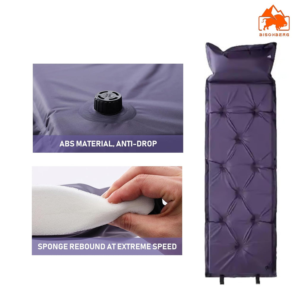 Camping Outdoor Single Foldable Roll Up Memory Foam Sleeping Pad Air Bed Self Inflatable Camping Mattress for Tent, Multicolour image 6