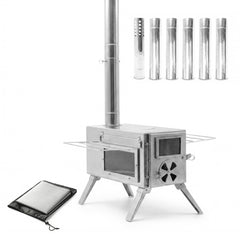 Stainless Steel Camping Wood Stove – Portable Outdoor Tent Heater & Cooker image 0