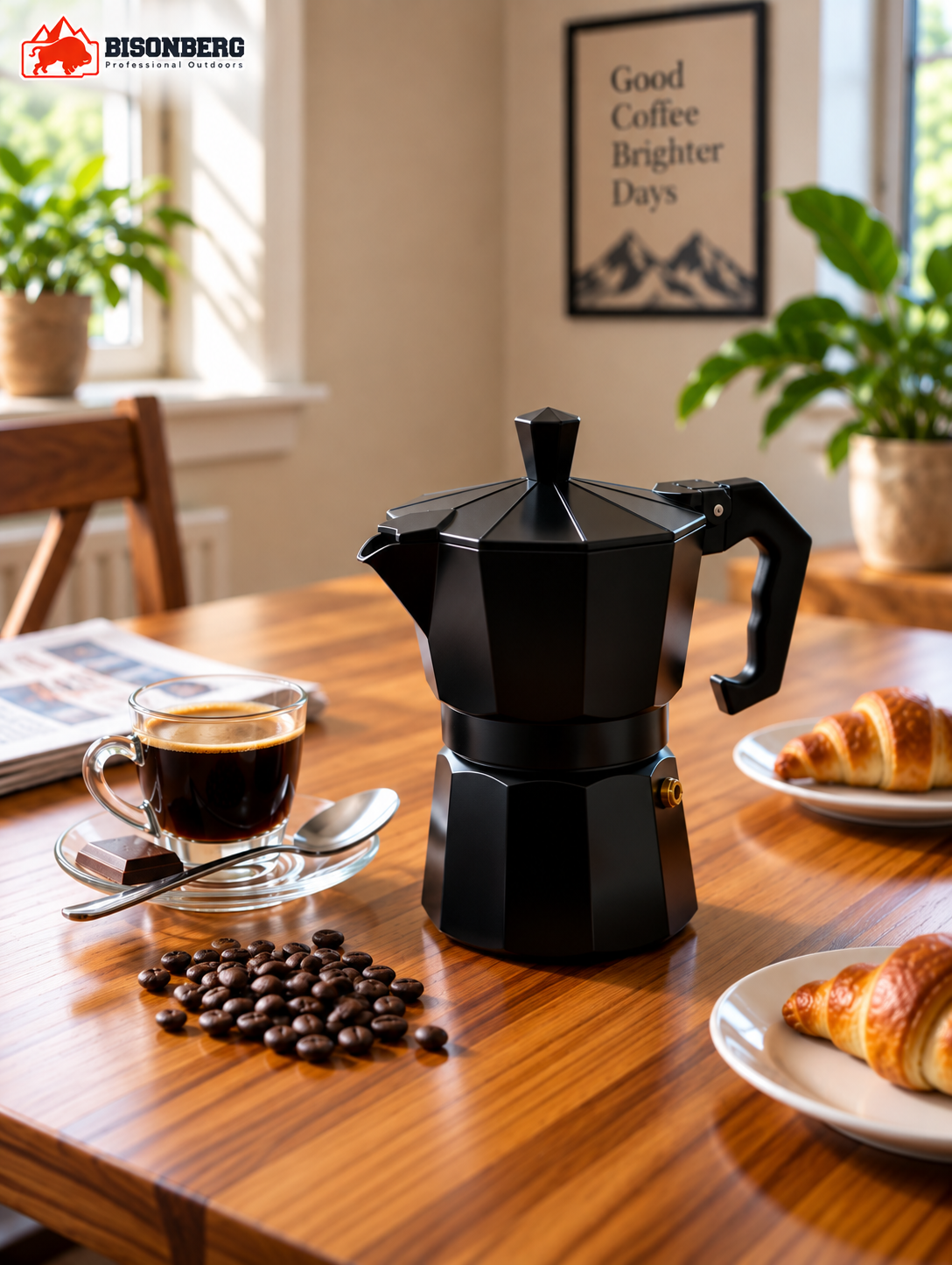 BISONBERG|Aluminium Espresso Coffee Maker, Moka Express 1 Cups Espresso Maker/Percolator/Stovetop/Filter Coffee Maker for Italian Mocha Coffee Moka Pot