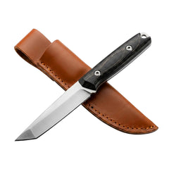 Bisonberg Fixed Blade Bushcraft Knife with Leather Sheath | Stainless Steel Camping & Outdoor Utility Knife