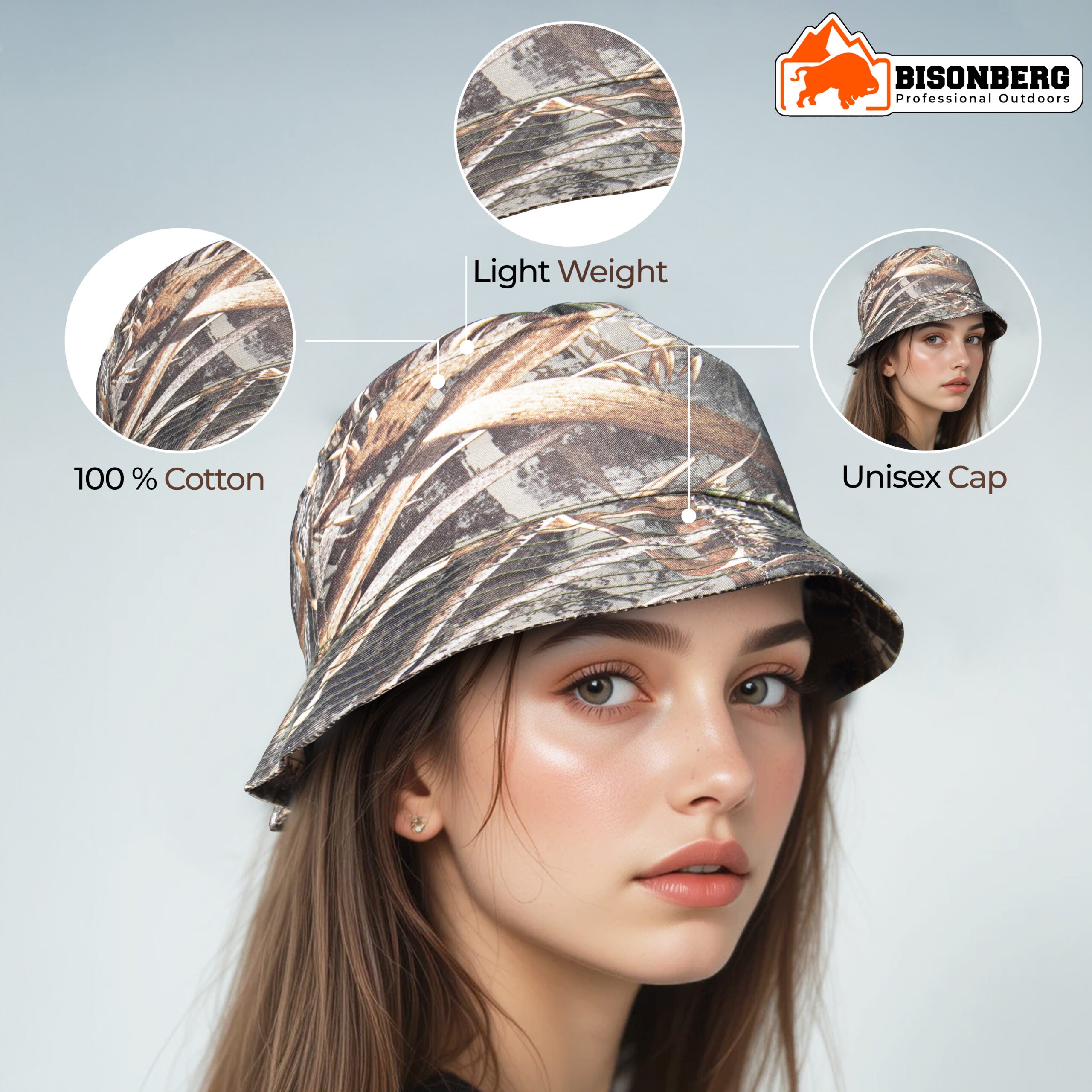 Bisonberg Earthtone Camo Bucket Hat Nature-Inspired Street Style with a Rugged Edge image 1