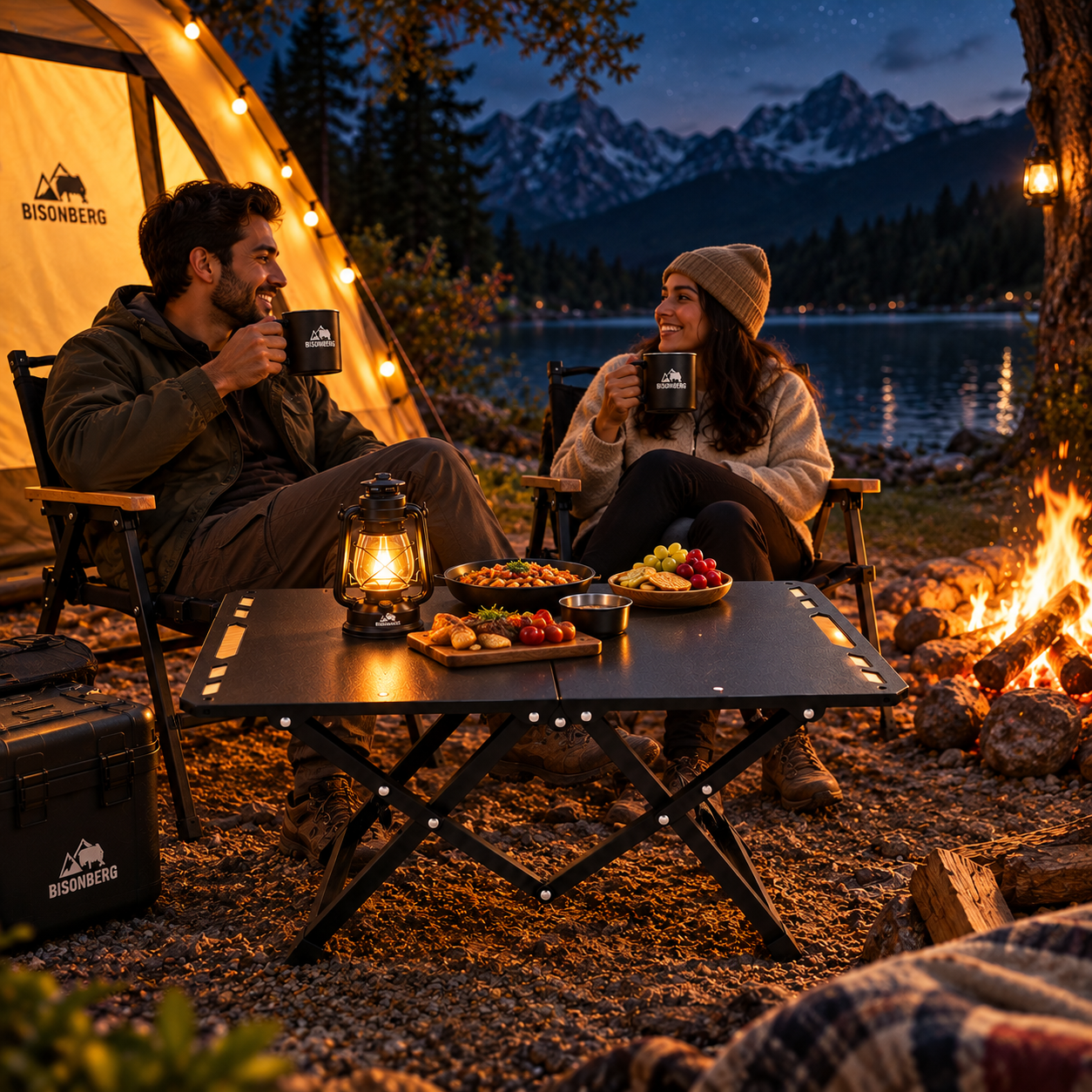 BISONBERG Portable Folding Camping Table|Heavy-Duty Outdoor Folding Table