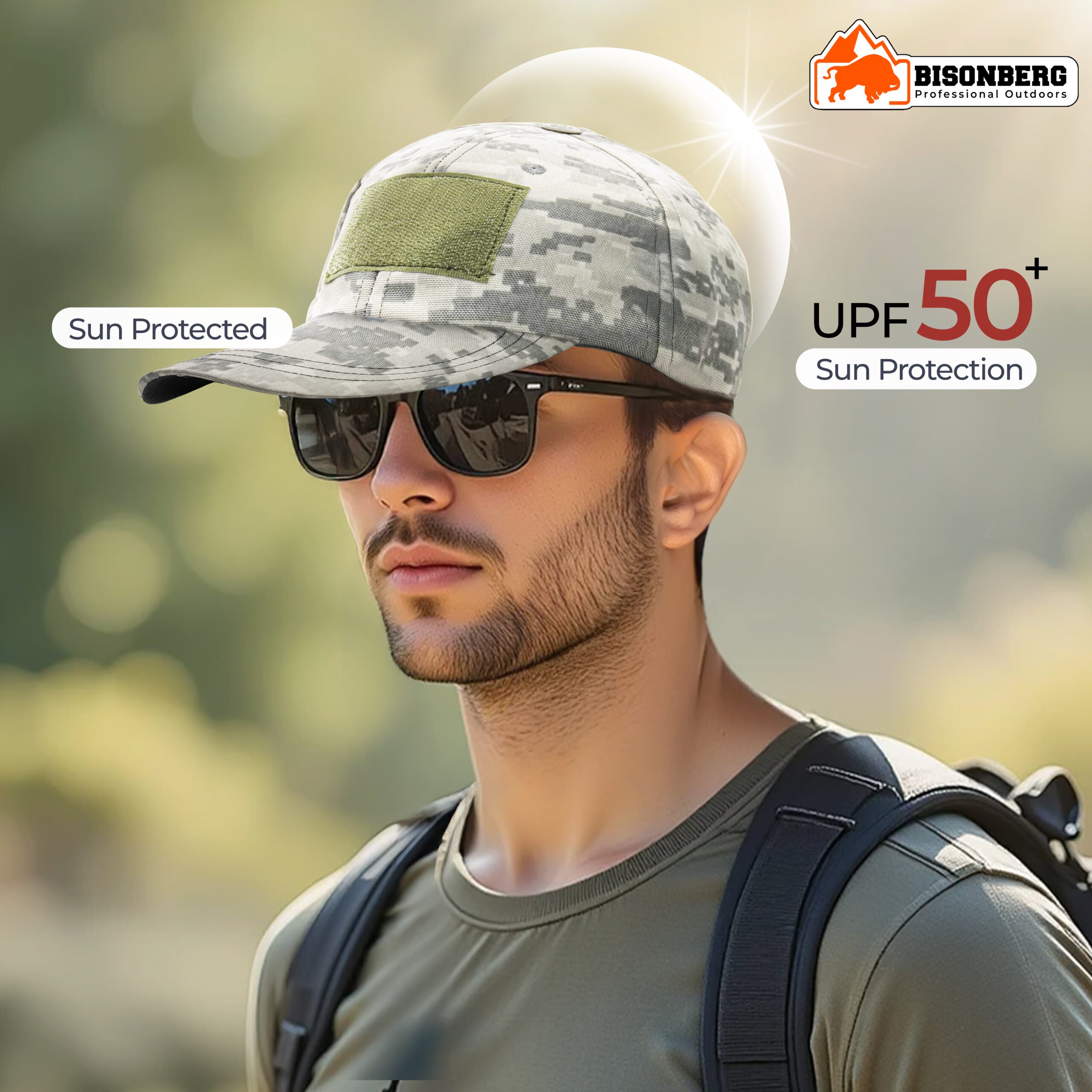 BisonBerg tactical hat, adjustable camo cap, men’s military cap image 2
