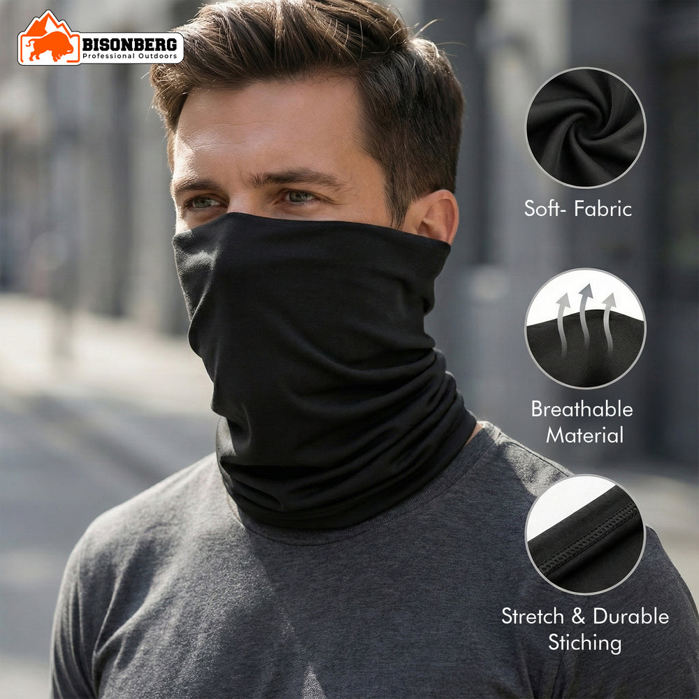 Black Neck Gaiter (Bandana) – Multifunctional Outdoor Face & Head Wrap image 1