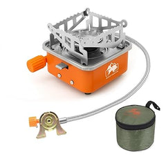 BISONBERG Camping Gas Stove, Portable Lightweight Folding Stainless Steel Furnace with Storage Bag for Outdoor Cooking, Picnic image 0