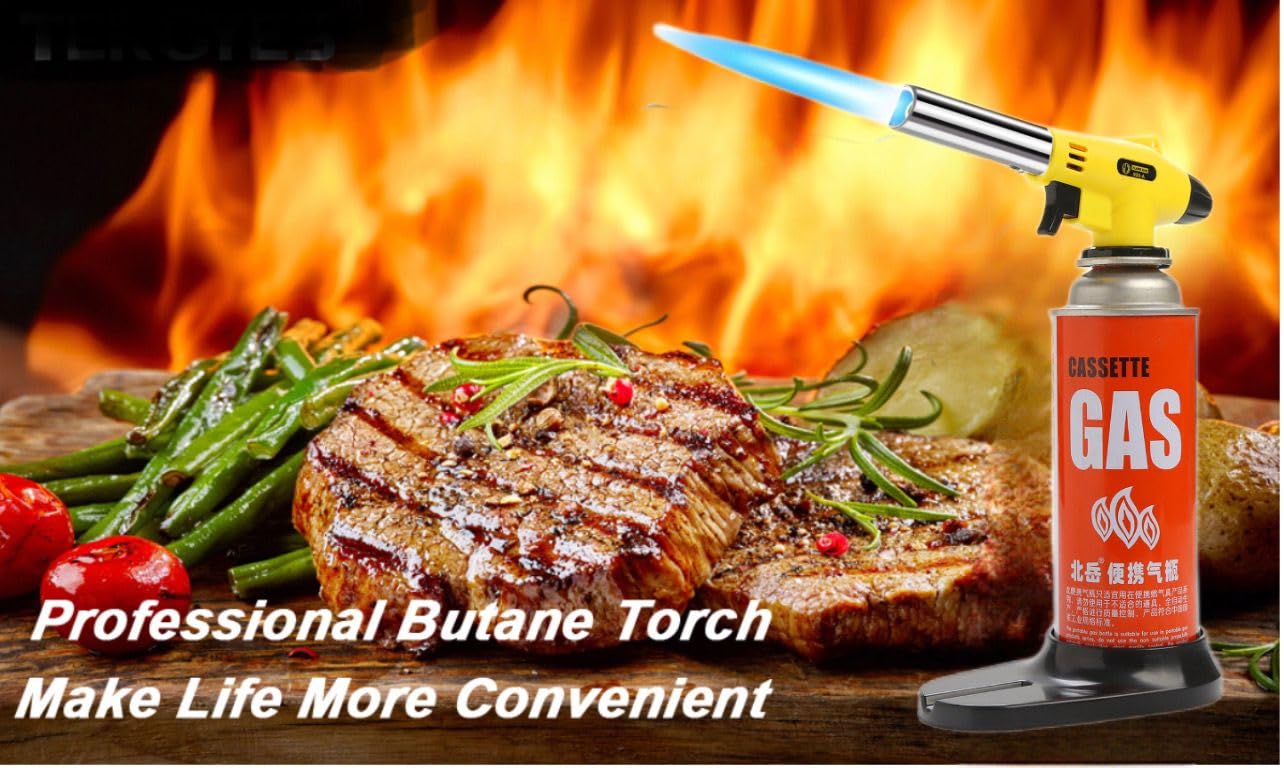 BisonBerg Automatic Camping Gas Torch Blowtorch Welding Flame Gun for Food With Butane Can image 3