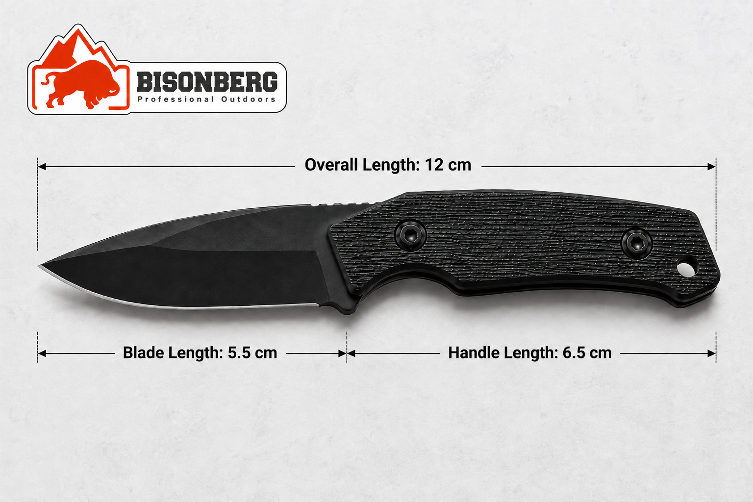 Bisonberg l Black Sharp and Durable Refurbished  Blade Knife  | Outdoor Camping & Survival Knife And Comfortable Textured Handle