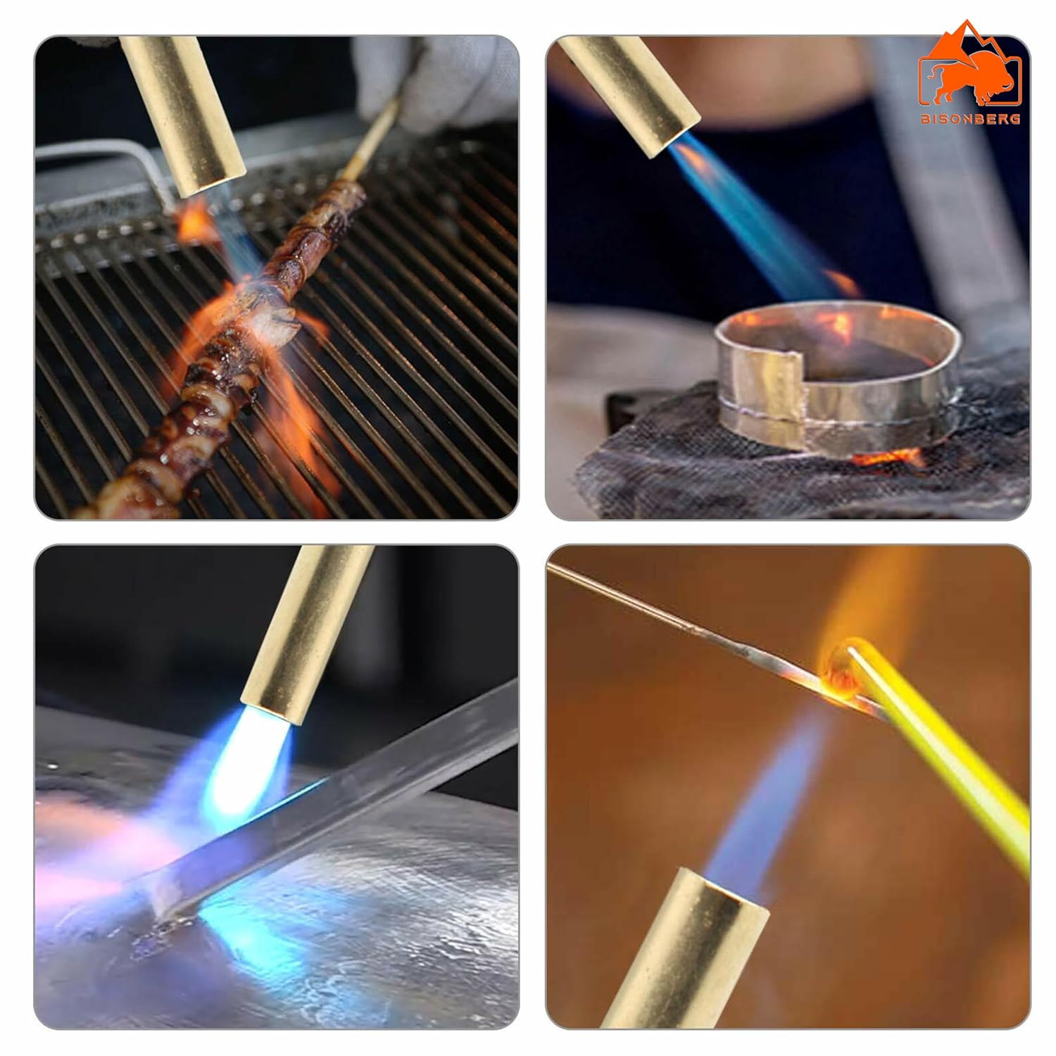 Generic Manual BBQ Blowtorch Cooking Soldering Butane Gas Torch Flame Full Copper Double Tube Ignition High Temperature Spray Gun image 4