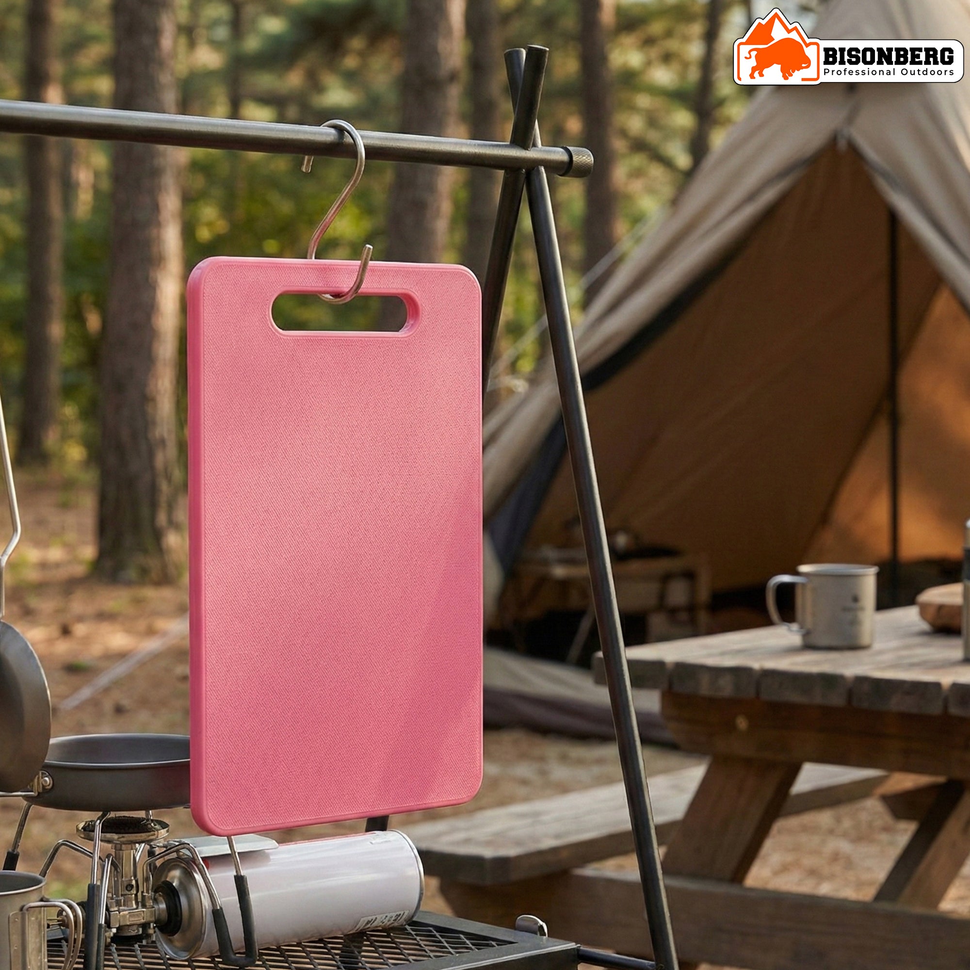 Bisonberg Compact Camping Cutting Board (25×16 cm) – Portable Outdoor Chopping Board with Handle image 1
