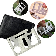 Stainless Steel Credit Card Survival Tool - 11 In One Multipurpose Beer Bottle Opener Portable Wallet Size Ultimate Pocket Multitool image 2