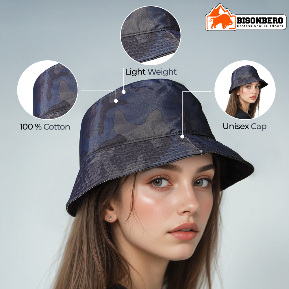 Bisonberg Midnight Camo Satin Bucket Hat Urban Elegance with a Bold Camo Edge image 2
