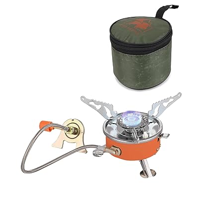 BISONBERG Camping Gas Stove Lightweight Folding Furnace Outdoor Metal Camping Stove For Picnic Cooking Gas Burners Folding Stove With Storage Bag - Stainless Steel A2 image 0