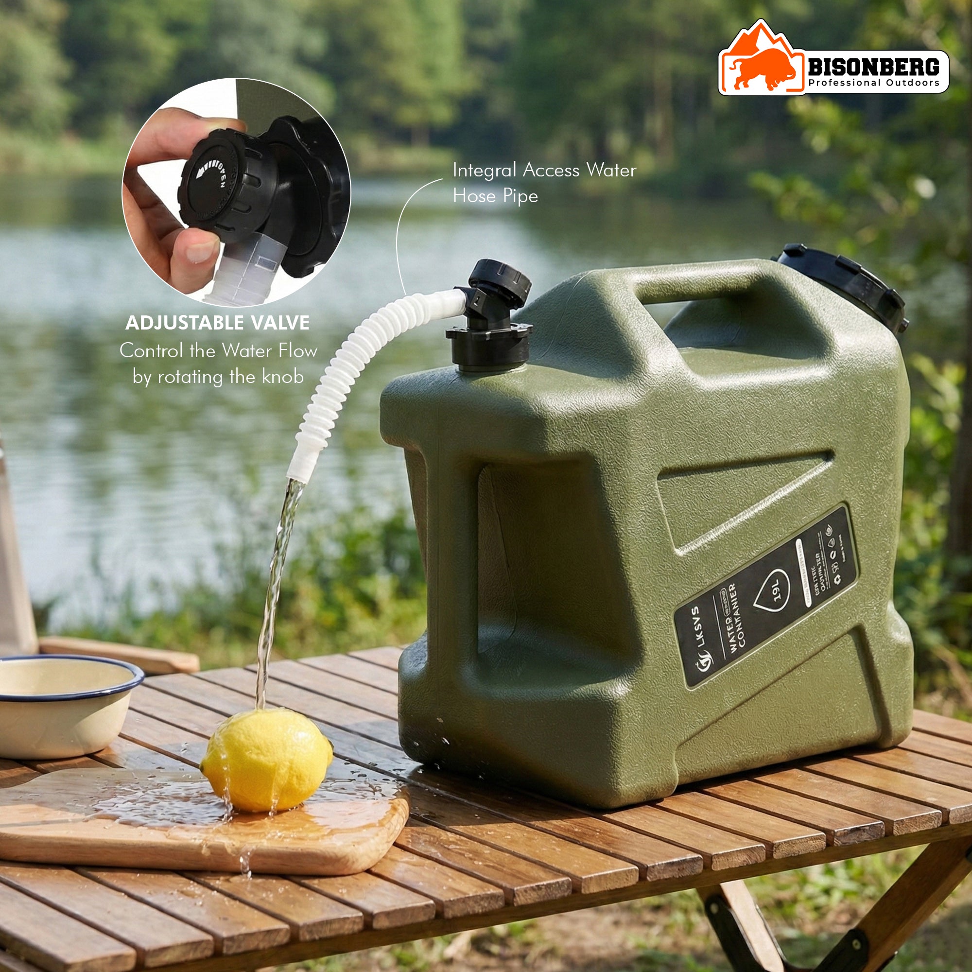 12L Portable Water Container with Spout & Dual Handles – Heavy-Duty Outdoor Water Can (Green) image 3