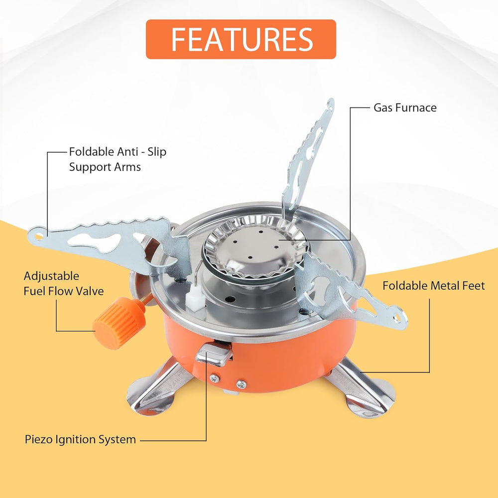 Camping Gas Stove Lightweight Folding Furnace Outdoor Metal Camping Stove For Picnic Cooking Gas Burners Folding Stove With Storage Bag - Stainless Steel A5 image 4