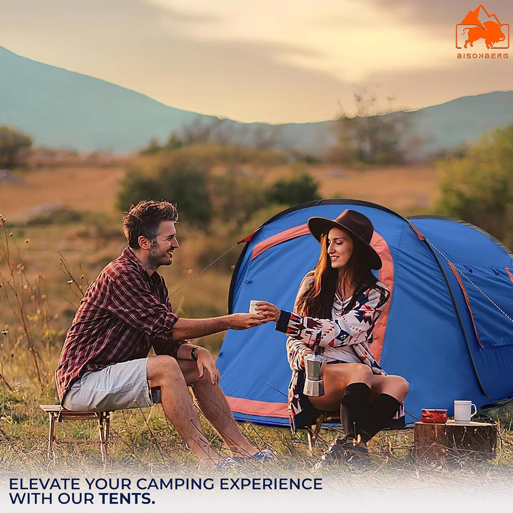 Polyester Camping Tent 2 Person Ultralight Easy Set Up and Carry Family Backpacking for Camping, Hiking, Outdoor Festivals, Car Trip, Blue,Red image 2