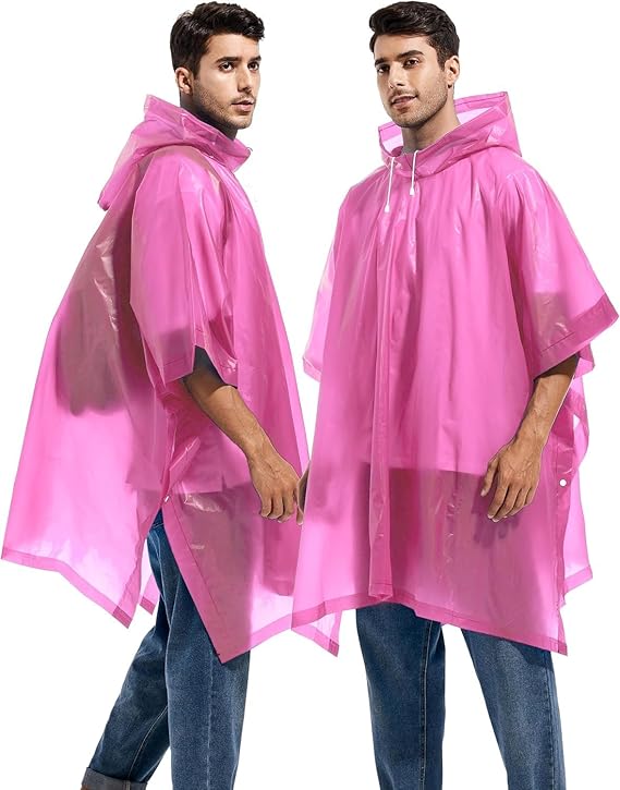 Raincoat For Men & Women Waterproof Transparent Hooded Water Resistant Rain Coat/Jacket Boys & Girls raincoats - Pink image 3