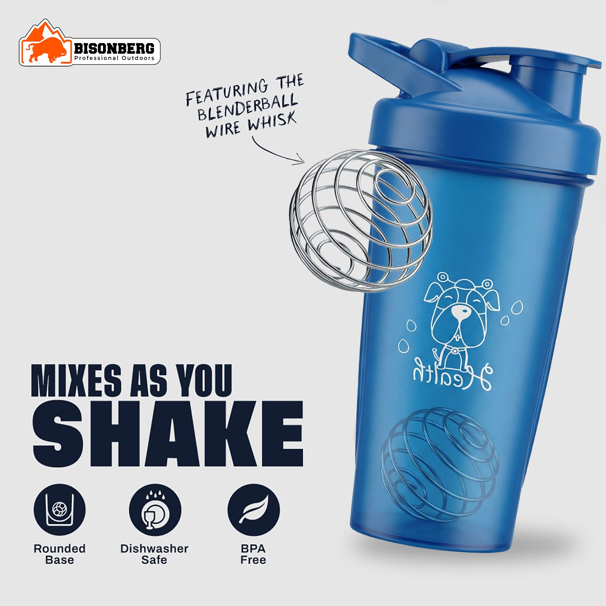 Bisonberg Protein Shaker Bottle with Blender Ball | Leak-Proof BPA-Free Gym & Travel Shaker for Protein, Pre-Workout & Supplements image 4