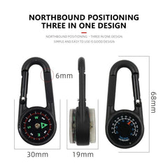 3 in1 Multifunction Compass Carabiner Clip Keychain Thermometer Guiding Keyring for Outdoor Hiking Camping Climbing Hunting Travelling, Pack of 1 image 1