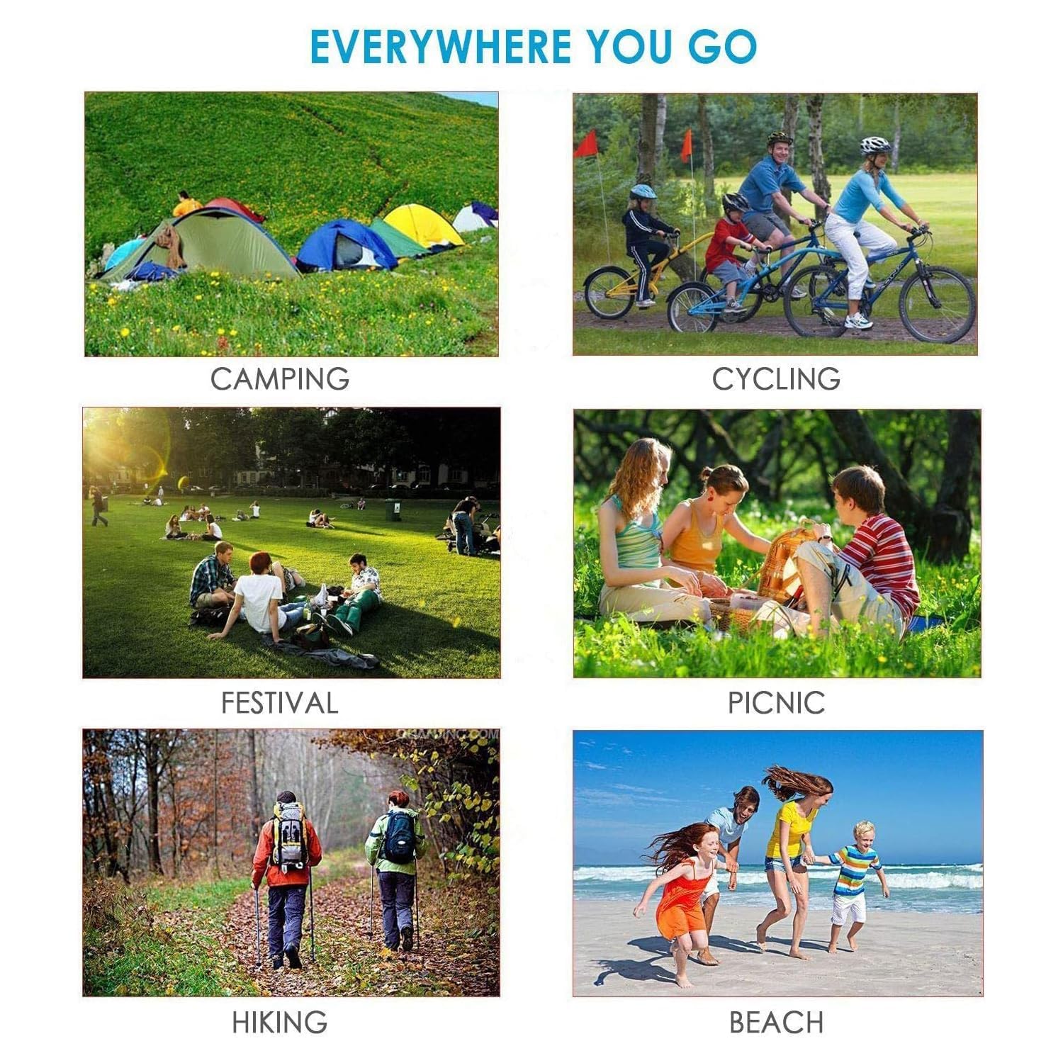 Outdoor Foldable Beach Picnic Mat/Camping mat Polyester, Waterproof & Sand Proof - 5X6.5 Feet Floral Blue (2 Person) image 3