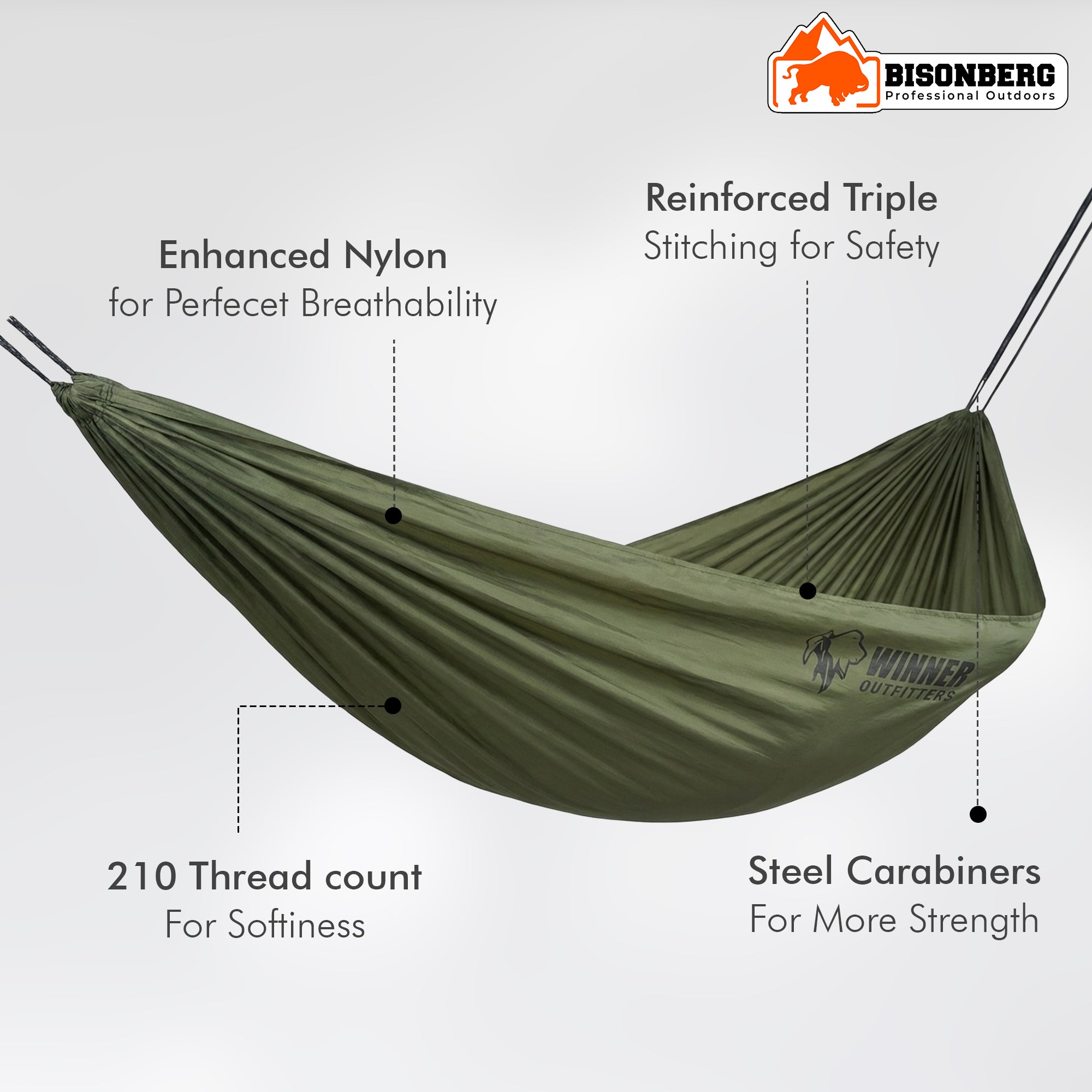 Outdoor Camping Hammock with Straps & Carabiners – Portable Lightweight Hammock image 1