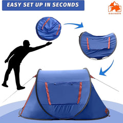 Polyester Camping Tent 2 Person Ultralight Easy Set Up and Carry Family Backpacking for Camping, Hiking, Outdoor Festivals, Car Trip, Blue,Red image 3