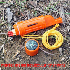 Emergency Survival Whistle Set - 5-in-1 Safety Kit with Compass, Flint, Waterproof Storage - Essential Outdoor Gear for Camping, Hiking, and Adventures (Orange) image 3