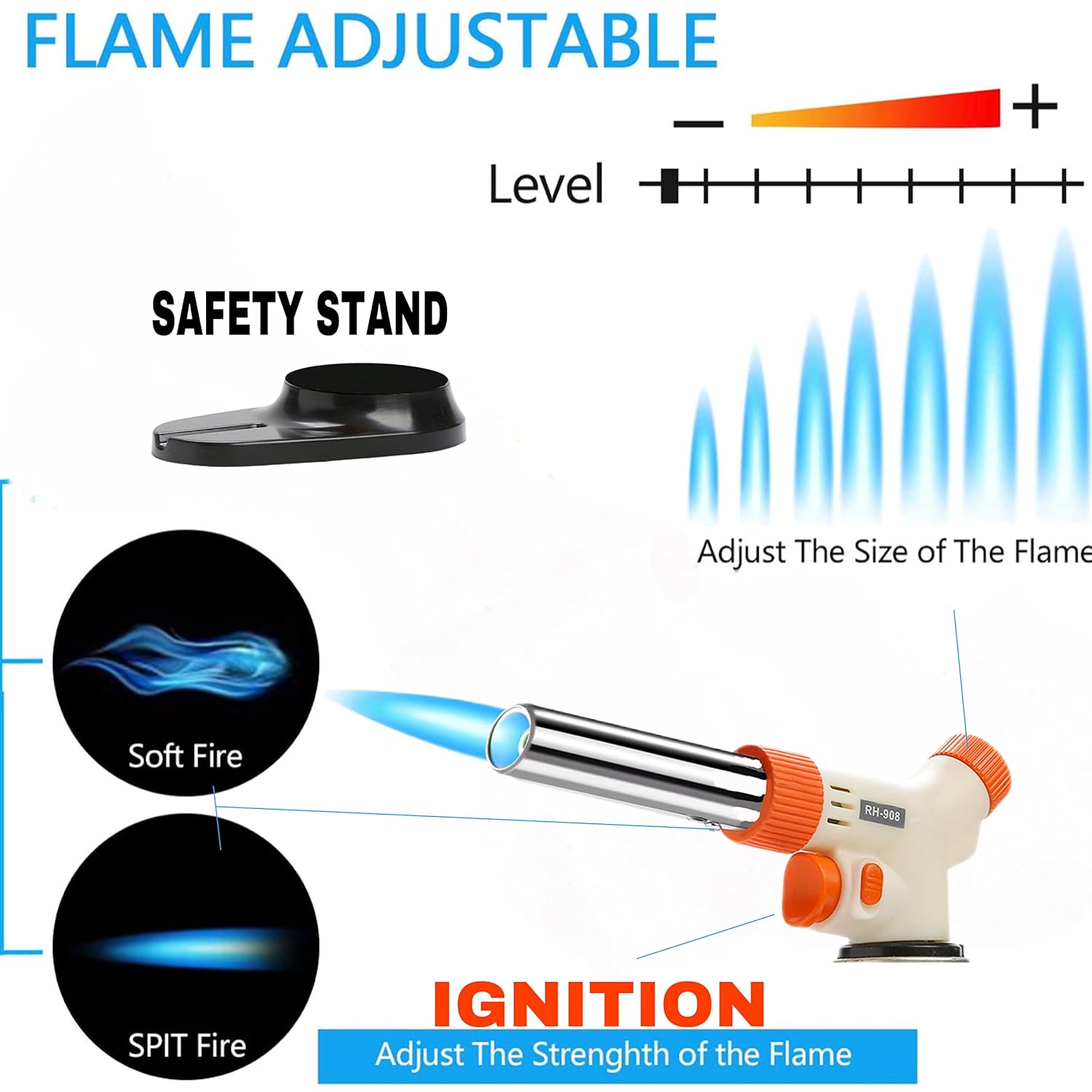 Cloudberry Blow Torch - Best Creme Brulee Torch - Refillable Professional Kitchen Torch with Safety Lock and Adjustable Flame Baking Pastries Desserts image 4