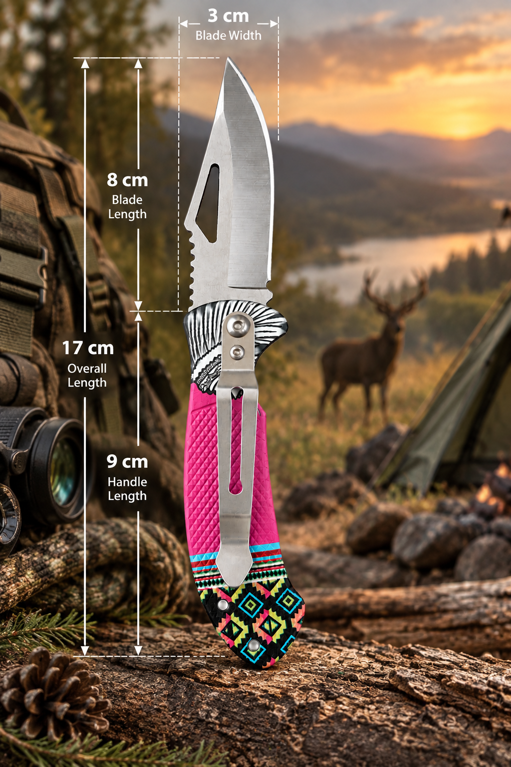 Bisonberg| Premium Folding Pocket Knife with Pocket Clip, Outdoor & Camping Knife