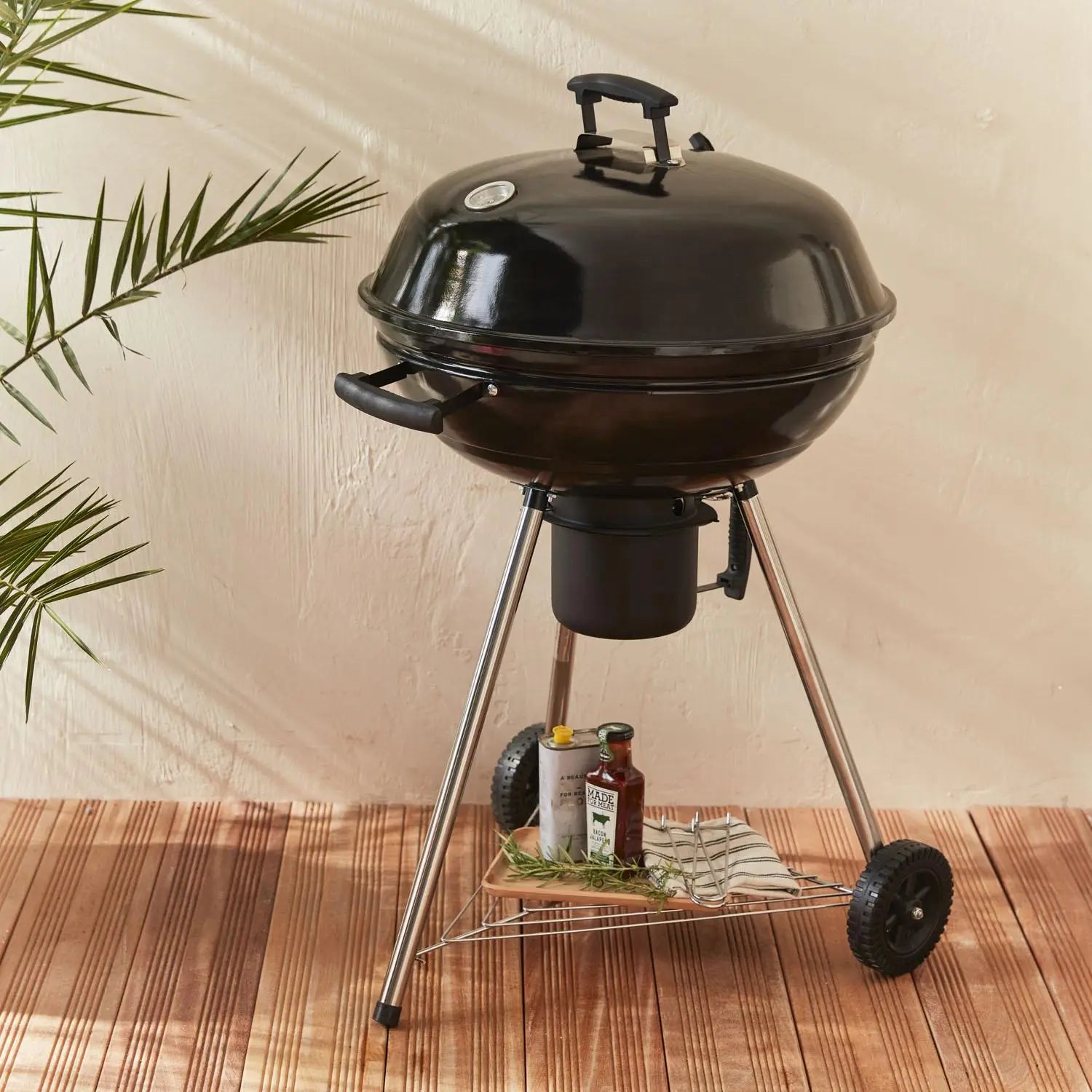 Portable Charcoal BBQ Grill with Lid & Wheels – Outdoor Kettle Barbecue image 0