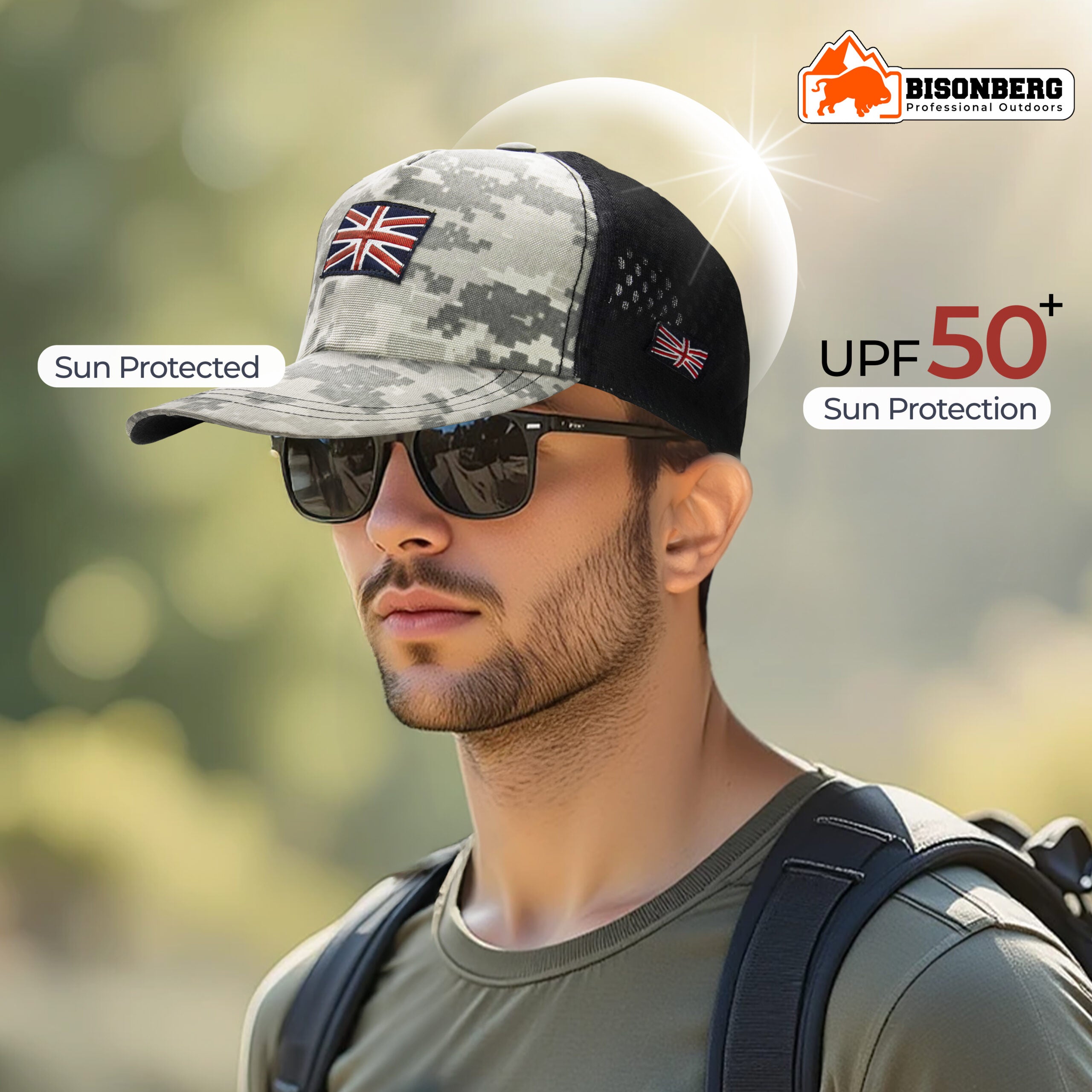 Bisonberg Digital Camo Union Jack Trucker Cap Military-Inspired Style with Patriotic Edge image 2