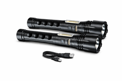 Pack of 2 Rechargeable LED Flashlights with USB Type-C Cable – Dual Light Tactical Torch image 0