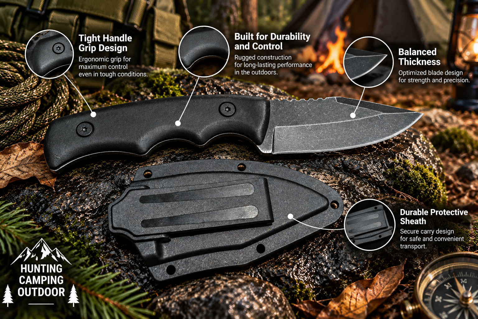 BISONBERG| PROFESSIONALTACTICAL FIXED BLADE, OUTDOOR & CAMPING KNIFE