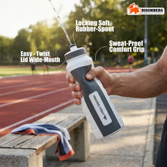 Premium Sports Water Bottle | Leakproof Squeeze Bottle | BPA-Free Gym & Cycling Hydration Bottle (Black/Grey) image 1