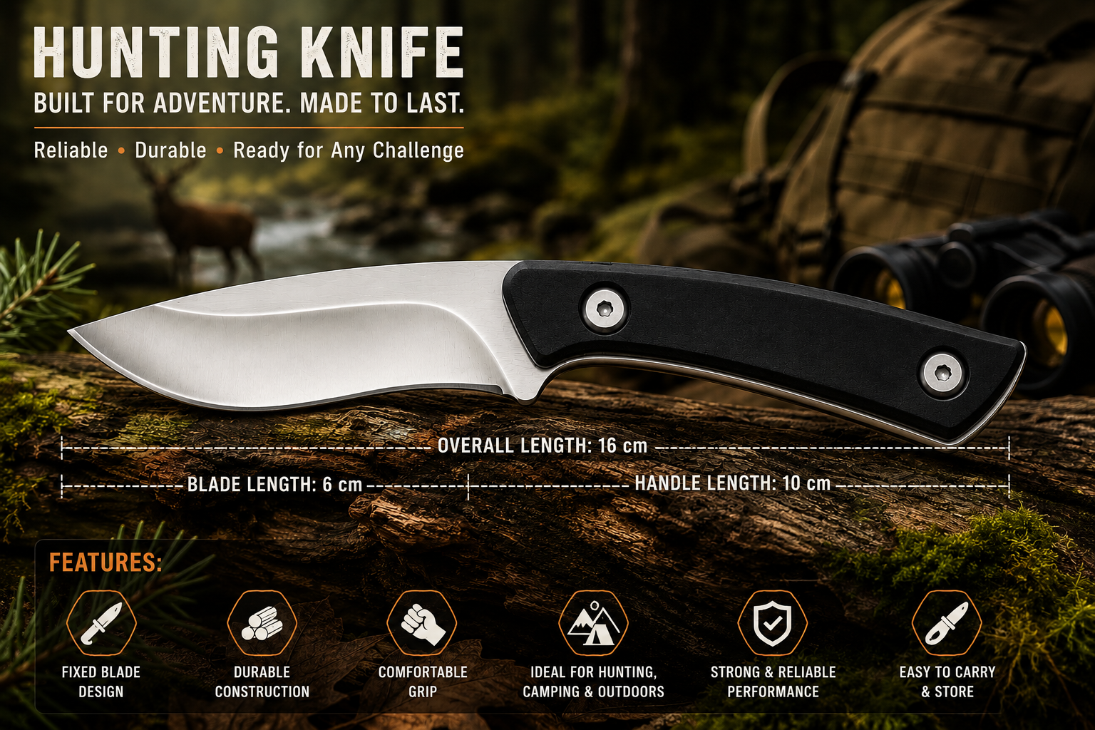 BISONBERG Professional  Refurbished  Fixed Blade EDC / Outdoor Survival Knife