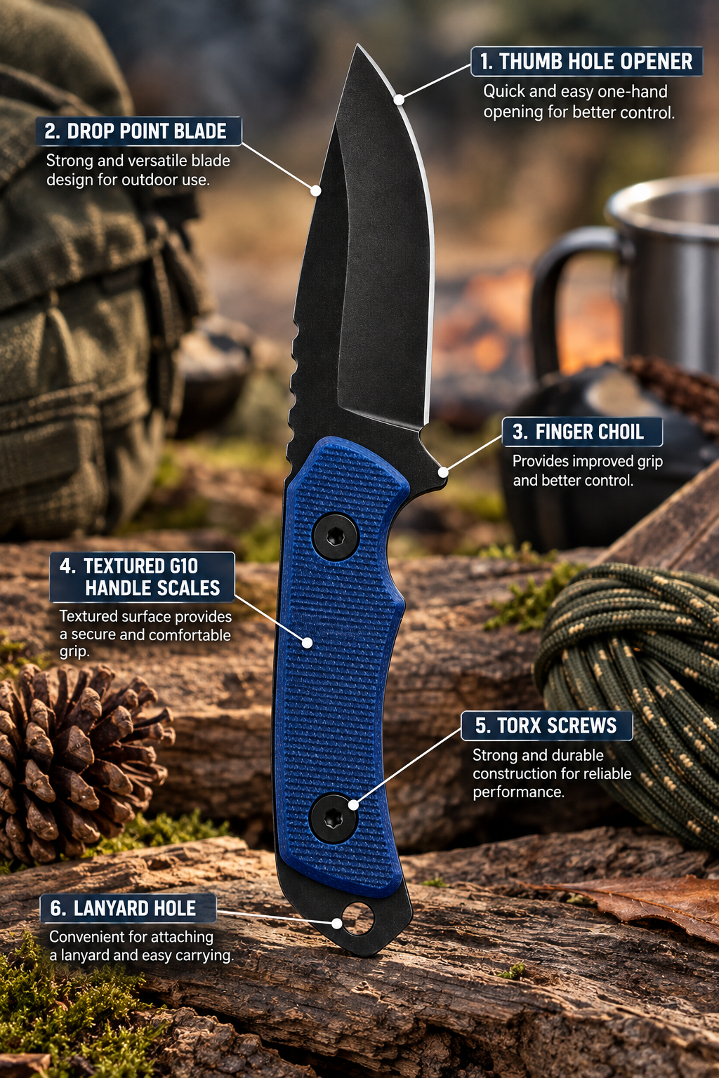 Bisonberg l Fixed Blade Refurbished  Knife  | Outdoor Camping,Hiking & Survival Knife