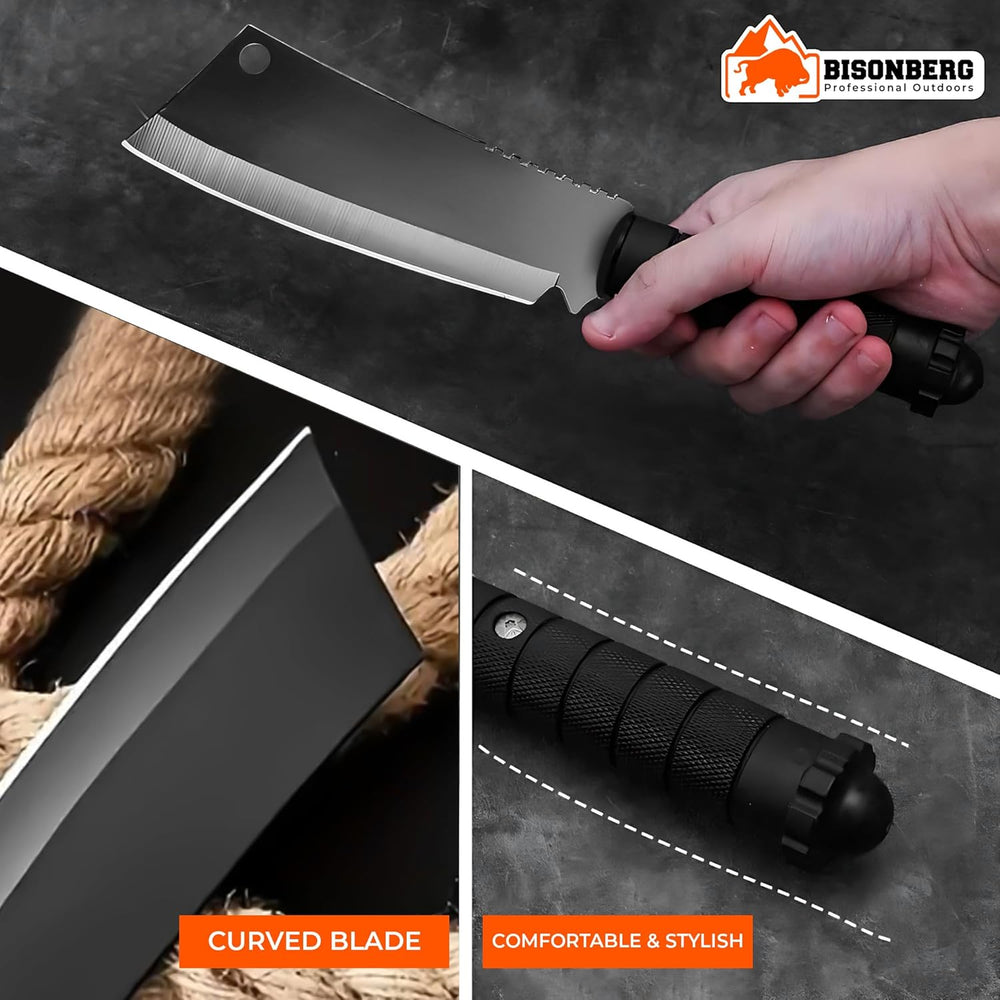BISONBERG Kitchen Utility Knife, Meat Knife Manual, Portable for Home and Outdoor Cooking, Black image 2