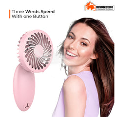 BisonBerg 2-in-1 Clip-On Mini Fan with Massage Pad – Rechargeable Portable Cooling Fan for Desk, Travel & Personal Use (Pink) image 1