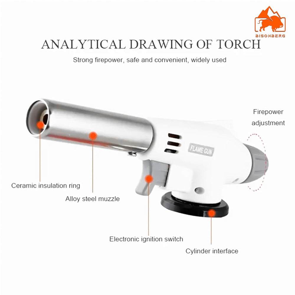 BisonBerg Auto Ignition Butane Gas Blow Torch for Outdoor |BBQ Tool Burner Flamethrower Welding Gun (Flame Gun) image 2