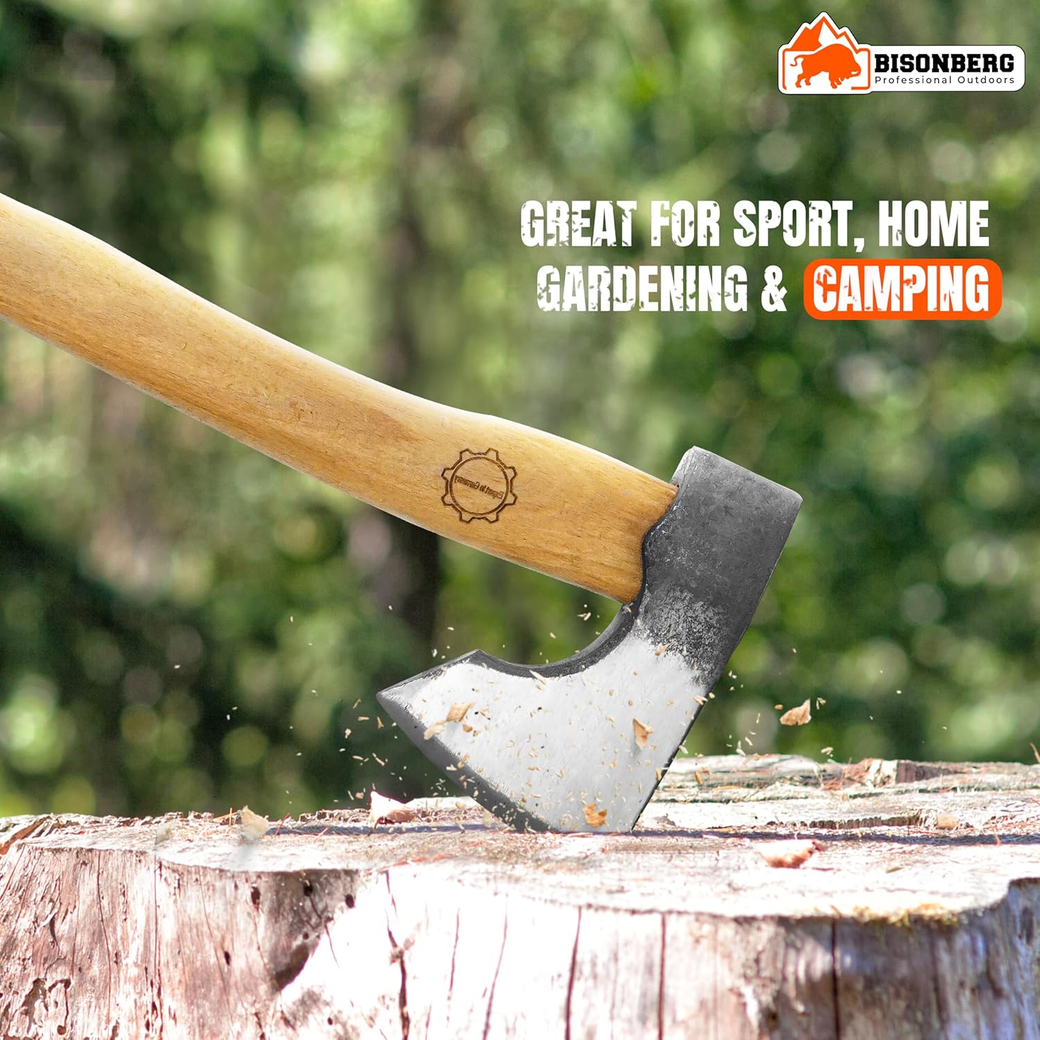 Bisonberg Gardening Axe Hatchet Axe Wood Handle Cutting Axe, Camping Axe Gardening Tools image 5