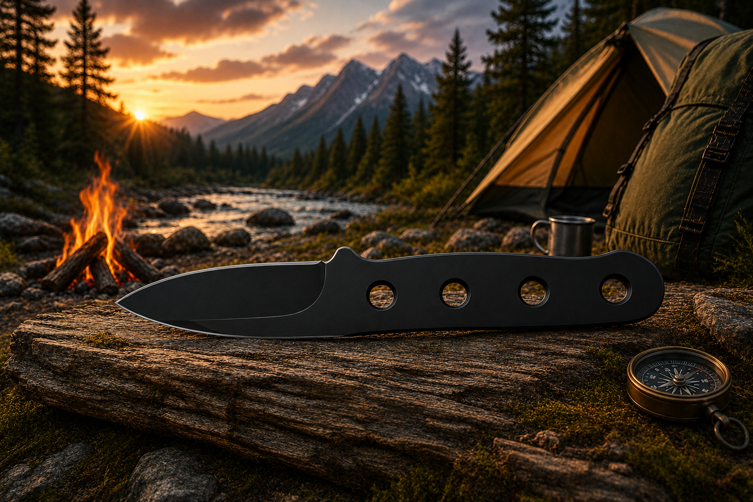 BISONBERG |Fixed Blade, Skeleton Handle Knife| Heavy Duty Survival Knife For Camping,Hunting & Outdoor Use