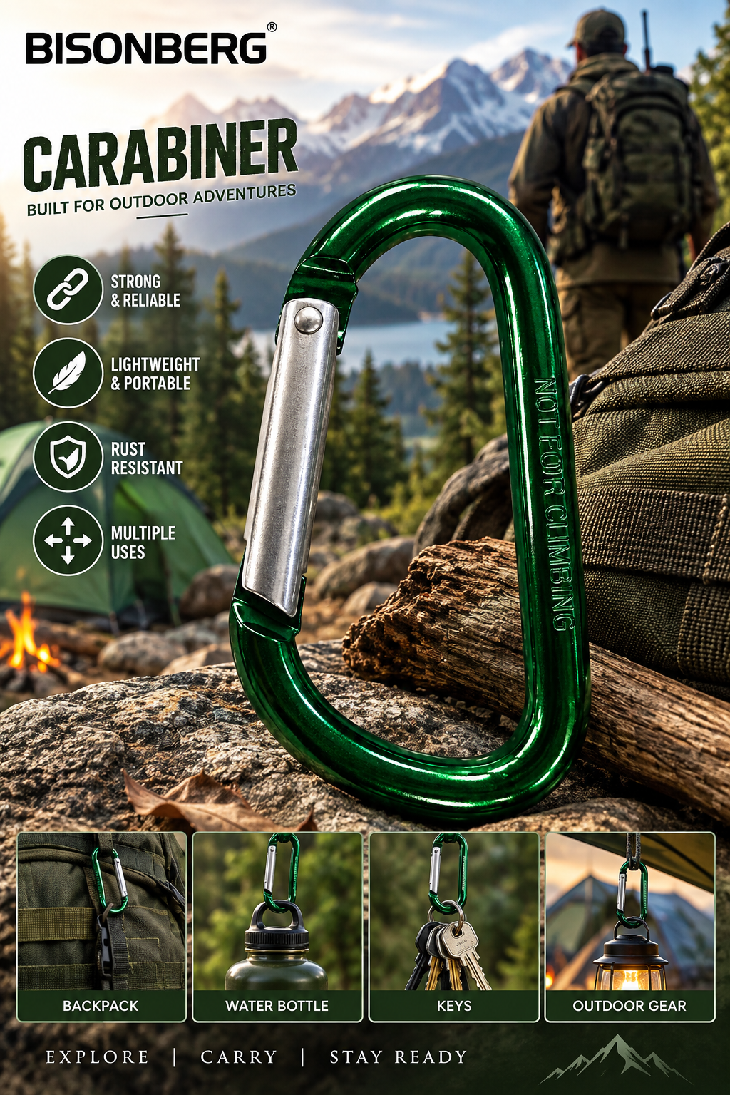 bisonberg|🔗 Strong & Durable Heavy-Duty Outdoor Aluminum Carabiner Clip