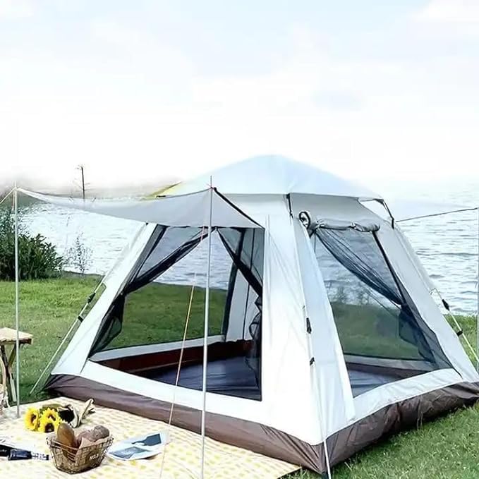 BISONBERG Outdoor Camping Tent for Fishing Travel Hiking Hunting Camping Room & Superior Air Waterproof Folding Pop Up Tent Camping (3-4 Person Tent) image 5