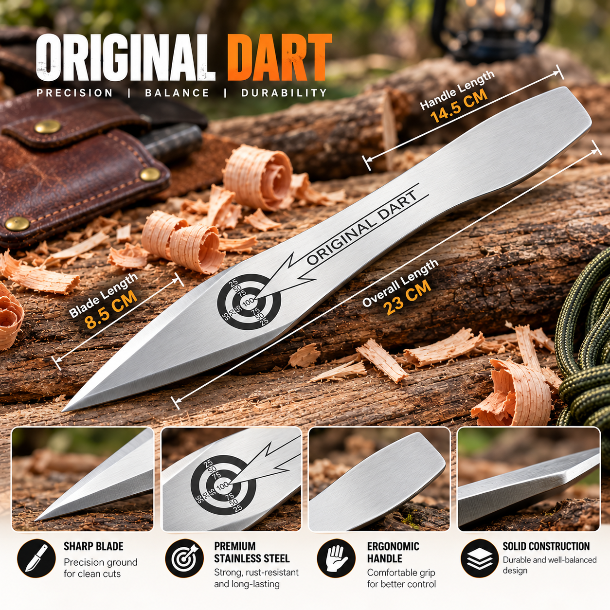 Premium Stainless Steel Dart – Precision Design for Camping & Outdoor knife